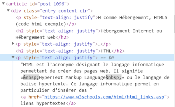 H comme Hébergement, HTML5 (code html exemple)