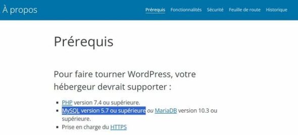 Compatibilité WordPress avec la version de MySQL 8